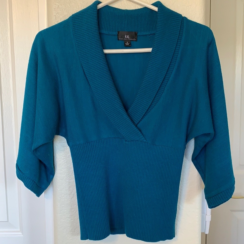 Teal Wide Sleeve Shawl Collar Sweater Women’s Size S